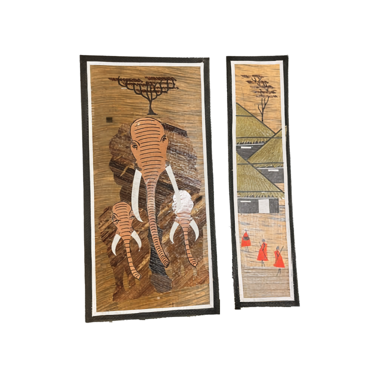 Savanna Giants — African Elephant Bark Cloth Painting