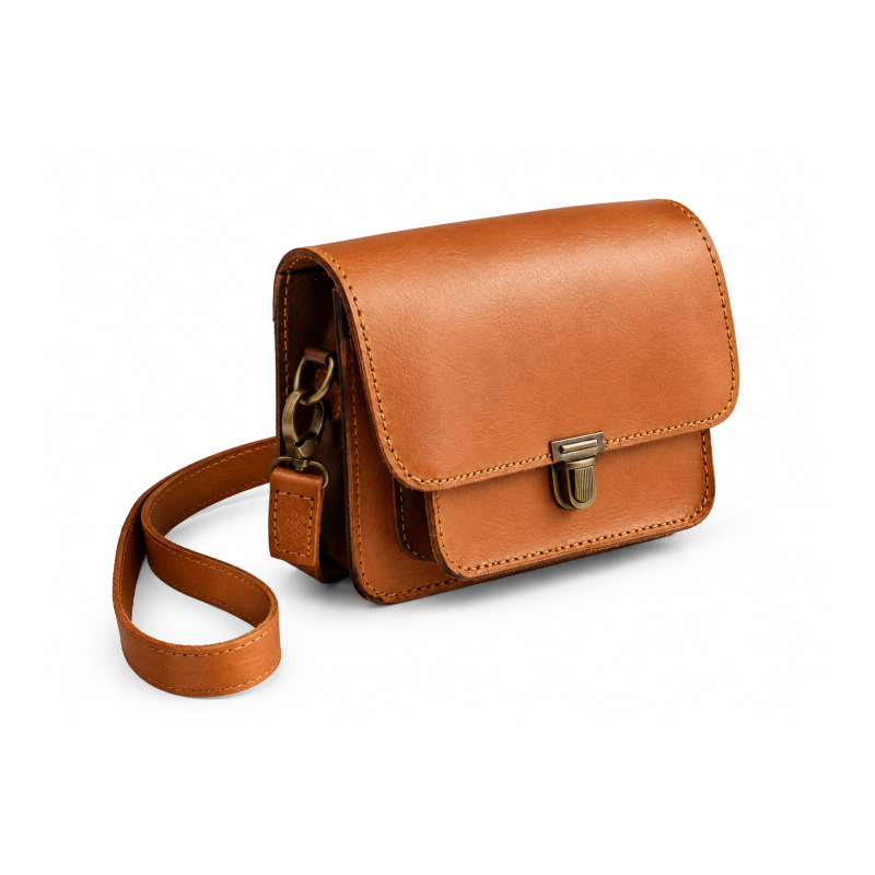 Handcrafted African Tan Leather Mini Crossbody Bag