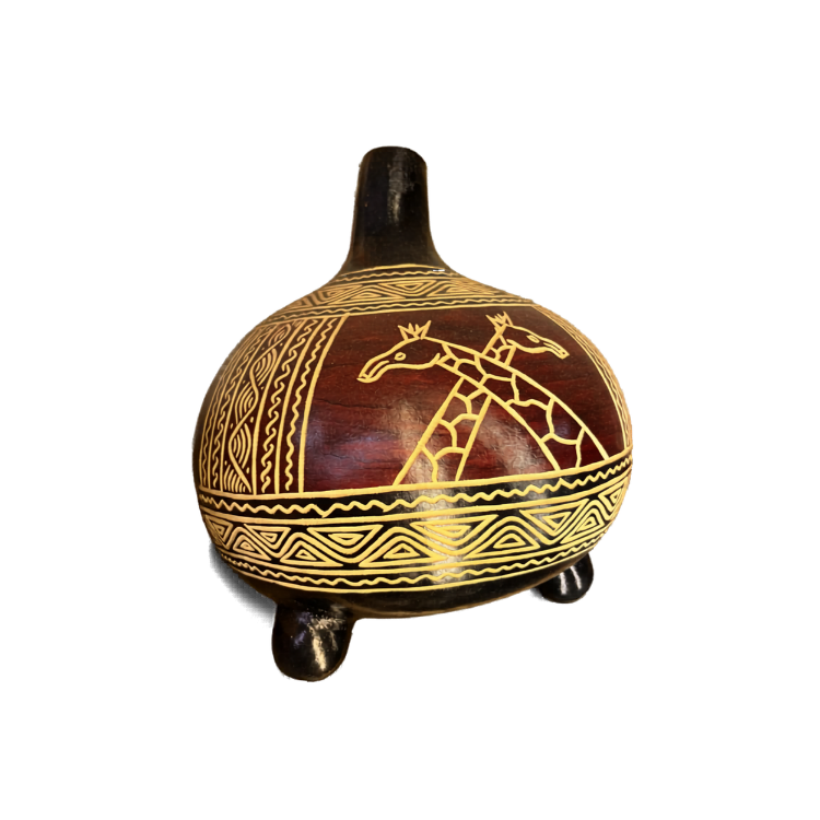 Handcrafted African Giraffe Gourd Vessel